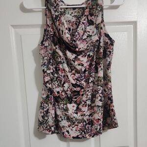 Floral Cowl Neck Sleeveless Blouse